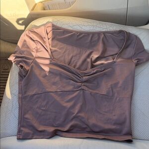Mauve Short Sleeve Crop Top - Soft Knit